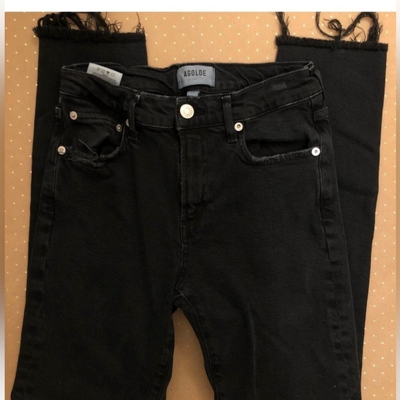 Revolve Agolde Toni Jeans Women’s 25 Raw Hem Straight Leg Black A133D-3002 - Picture 4 of 11